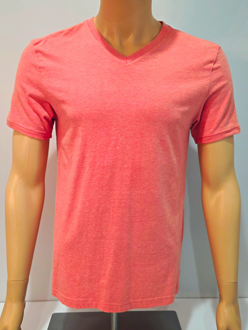 Express Flex Stretch Mens Medium V Neck T Shirt Pink Coral Heather Short Sleeve